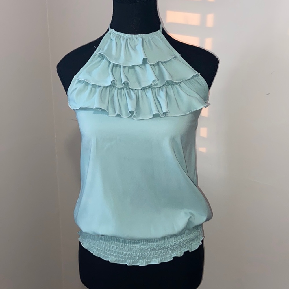 Tristan SMALL halter tiered green top